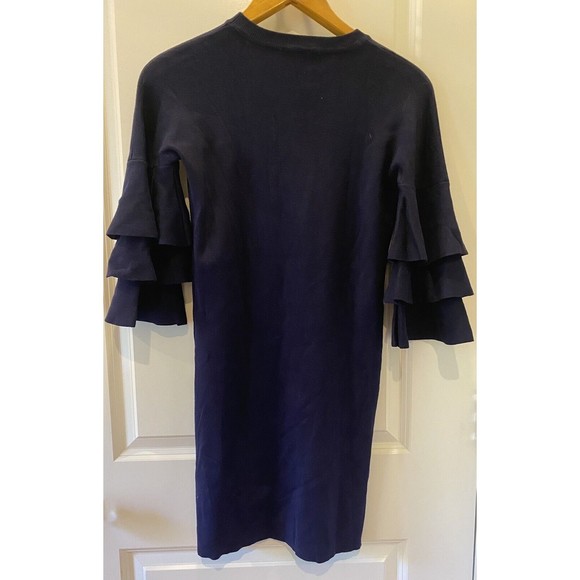 Lulus Everyday Extravagance Navy Blue Flounce‎ Sleeve Sweater Dress Size Small - Picture 5 of 9